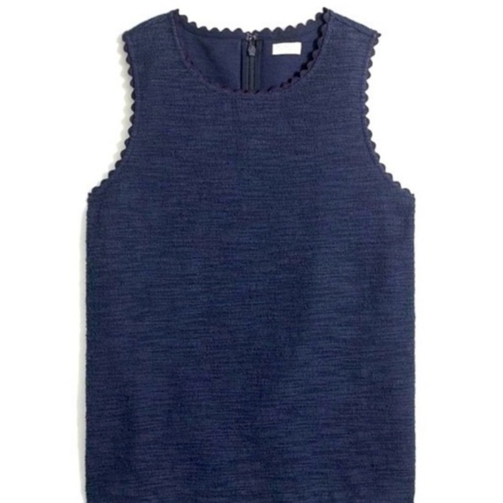 J. Crew NWT Women’sNavy Textured Tank W/Scalloped Edges Cotton; Size 3X